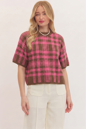 Pink & Brown Sweater Top