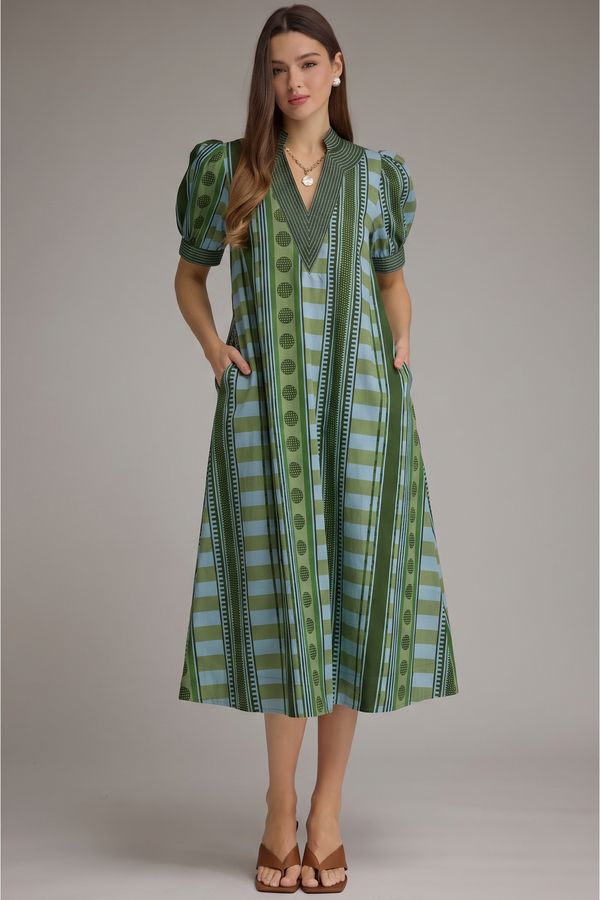Dot & Stripe Midi Dress