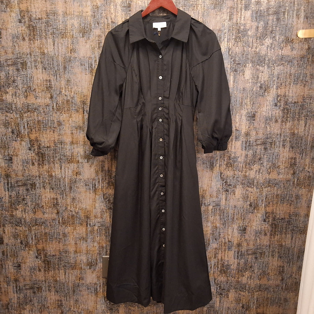 Button Down Pleated Midi Dress