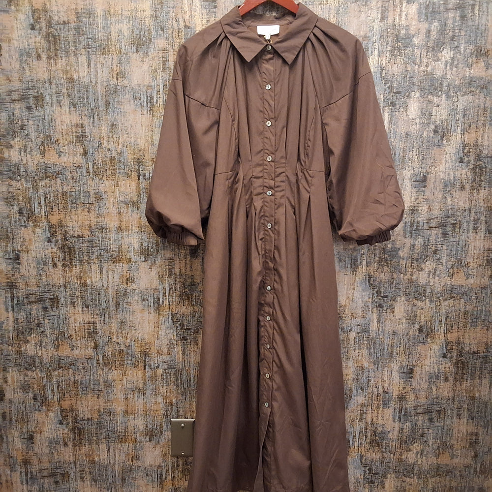 Button Down Pleated Midi Dress