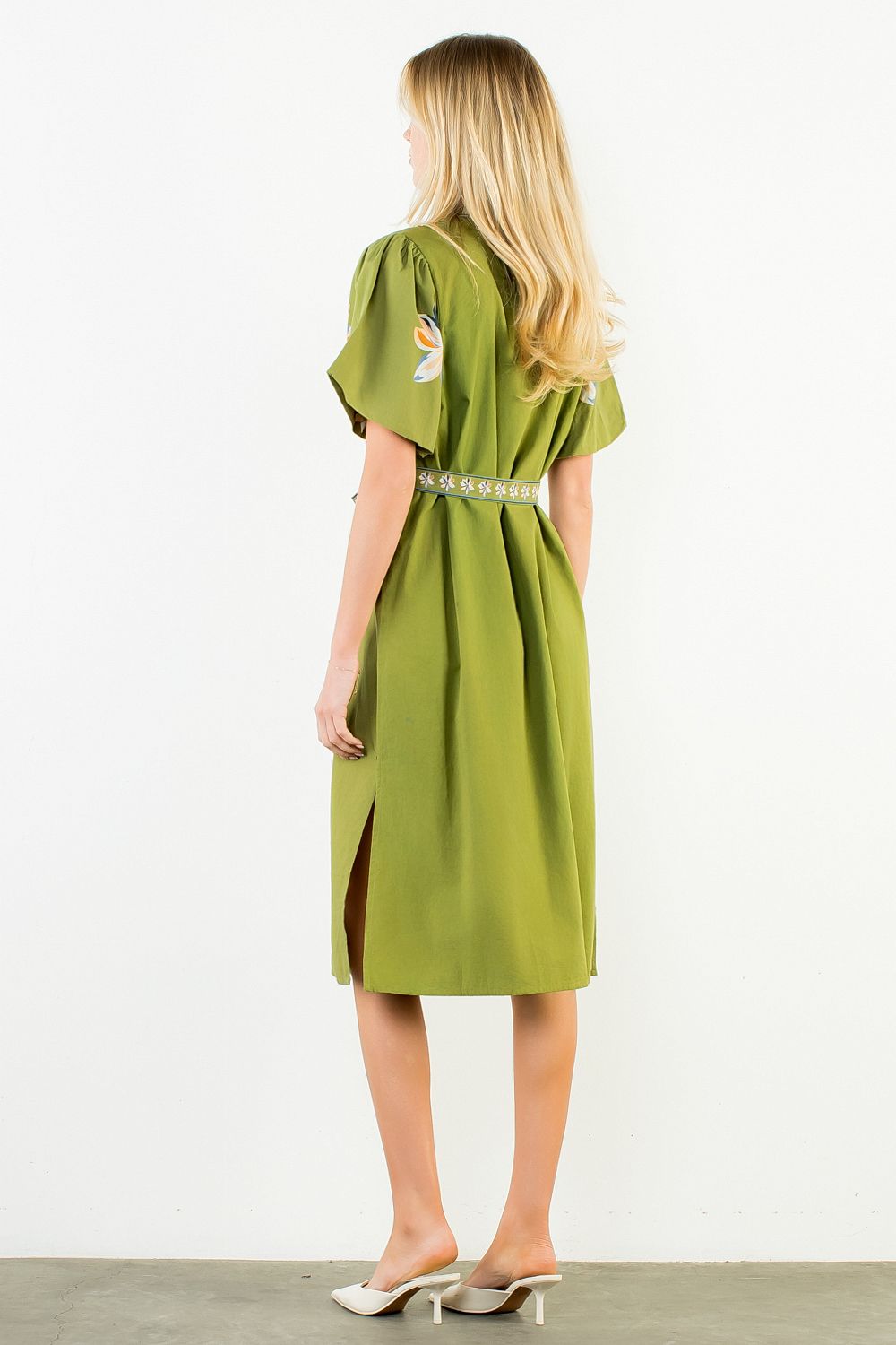 Olive Floral Midi Dress