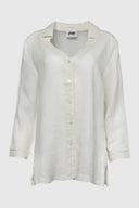 Akoya Shell V-Neck Linen Blouse