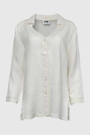 Akoya Shell V-Neck Linen Blouse
