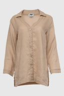 Akoya Shell V-Neck Linen Blouse